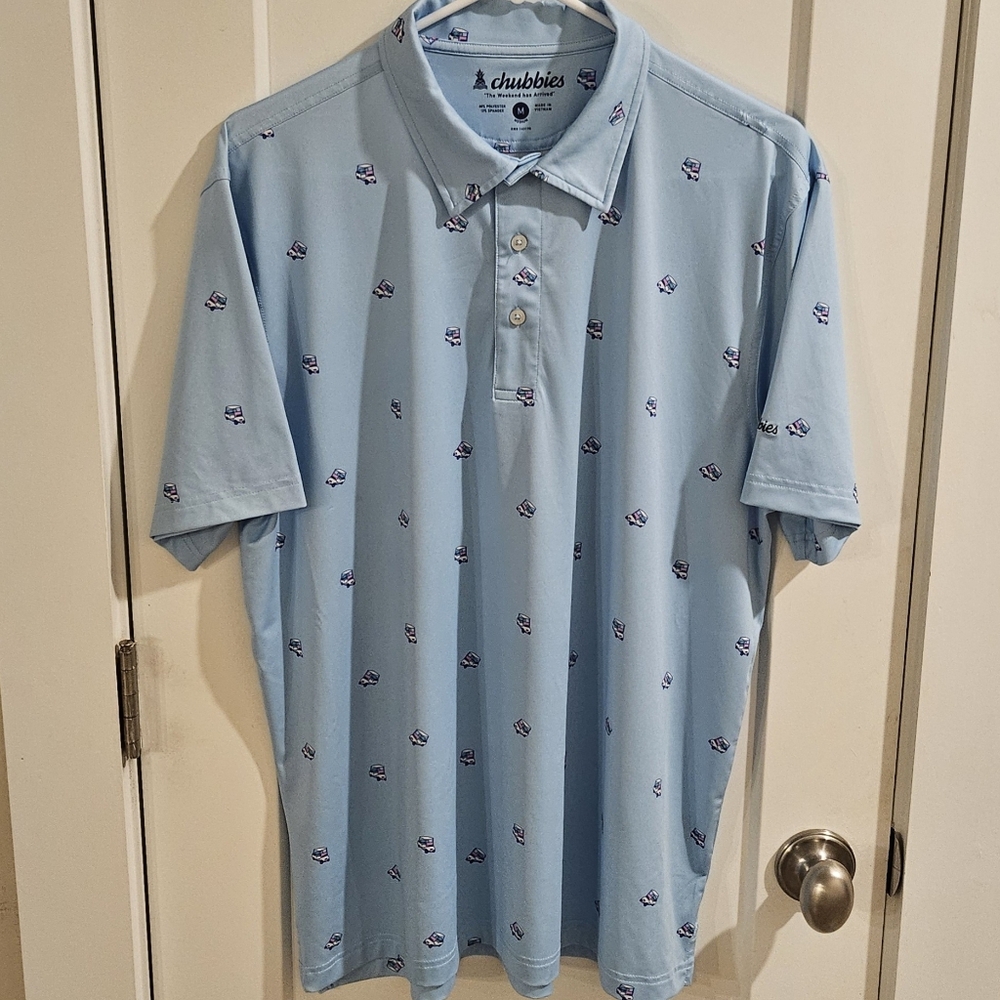 Chubbies Performance Golf Polo Shirt - Golf Cart All-Over Print - Size Medium